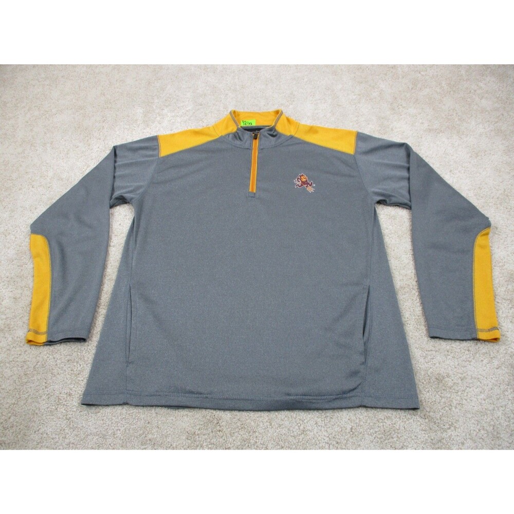 Arizona Sun Devils Sweater Mens Large Gray Gold Champion Sweatshirt ASU Zip